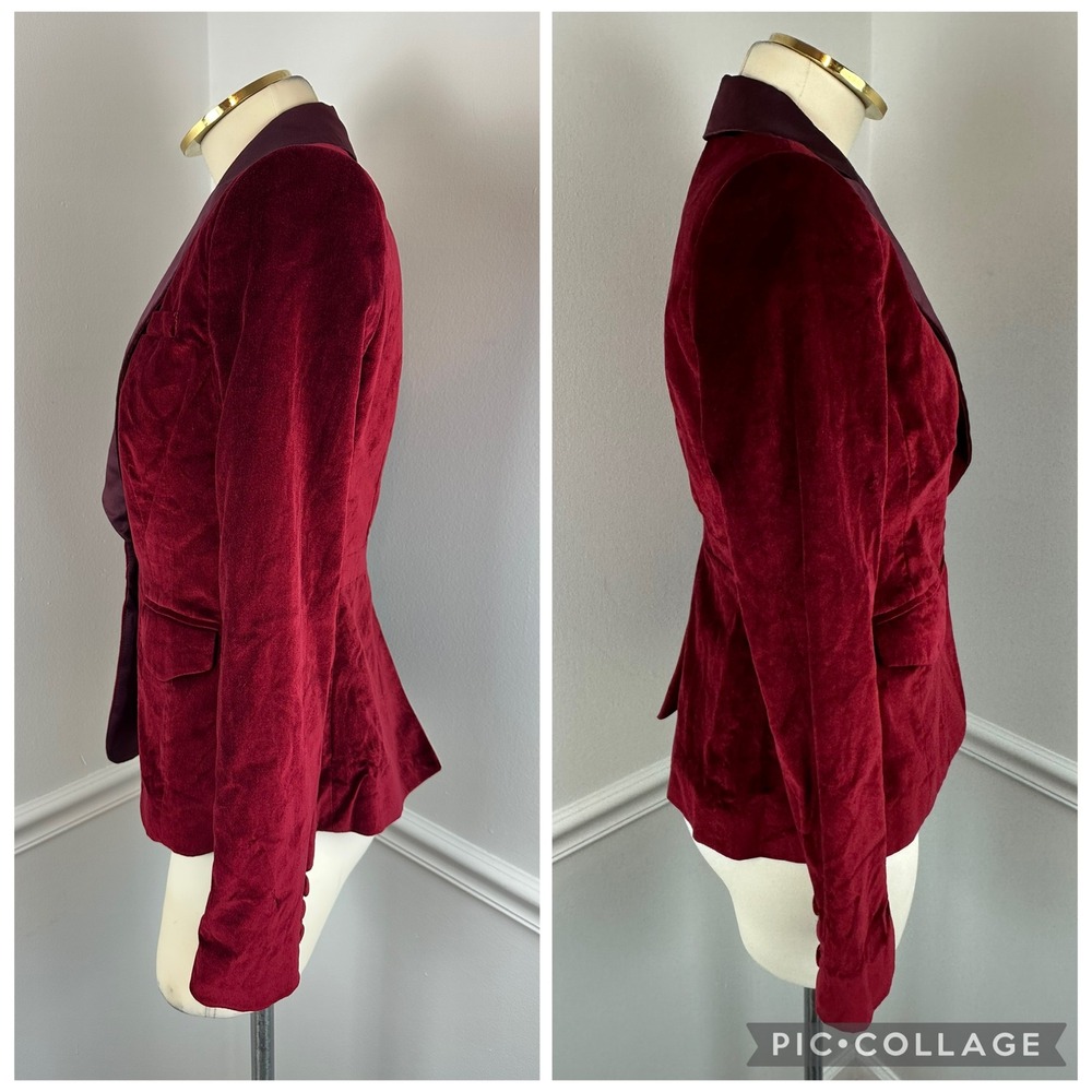 ALTUZARRA For TARGET Burgundy Red Velvet Tuxedo Blazer Satin Lapel | Small - Picture 6 of 12